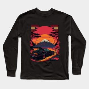 Car in the Japanese Sunset Long Sleeve T-Shirt